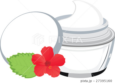 vector jar with cream, hibiscus and  leaf 27395160