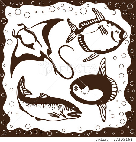 Set silhouette ocean fish 27395162