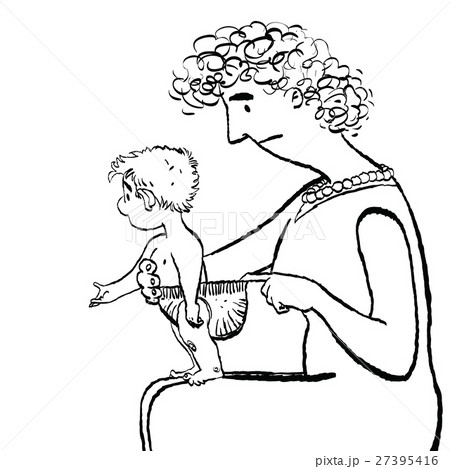 Mom changes baby diaper 27395416