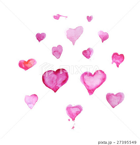 Watercolour hearts drawing on white background Watercolour hearts drawing on white background 27395549
