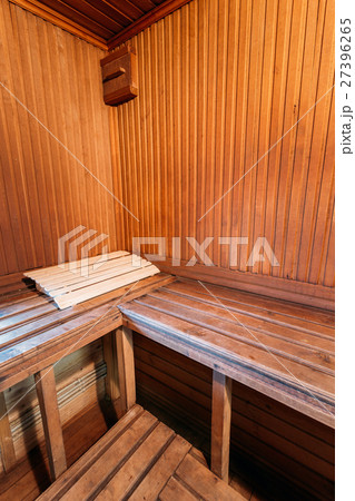 Interior Of Sauna. Wooden Walls And Shelves. 27396265