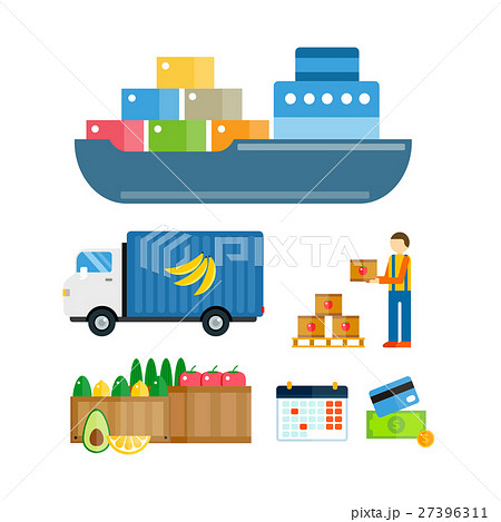 Import export fruits vector illustration. 27396311