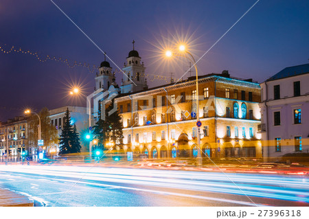 Minsk, Belarus. Night View Of Cathedral of Saint 27396318