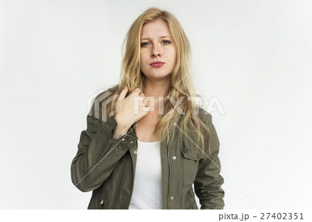 Young Woman Smiling Cheerful Concept Young Woman Smiling Cheerful Concept 27402351