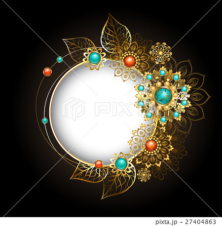 Round banner with gold ornaments ethnic 27404863
