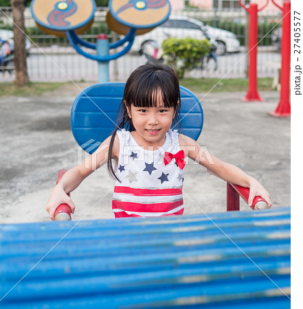 Happy asian baby child playing on playground 27405577