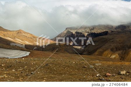 Beautiful scenery slopes of volcano Mutnovsky with 27406484