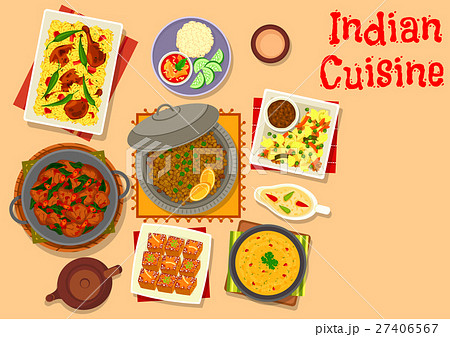 Indian cuisine dinner with pumpkin cake icon 27406567