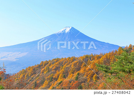 紅葉と富士山　【三つ峠からの風景】 27408042