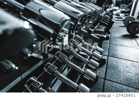 Different kinds of glossy barbells 27410951