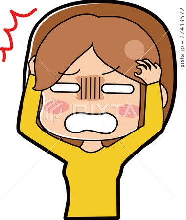 ショックを受ける女の子のイラストのイラスト素材