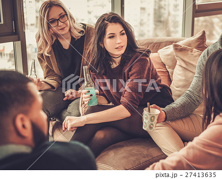 Group of multi ethnic young friends having fun in Group of multi ethnic young friends having fun in 27413635
