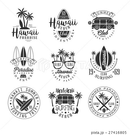 Hawaiian Beach Surfing Vacation Black And White 27416805