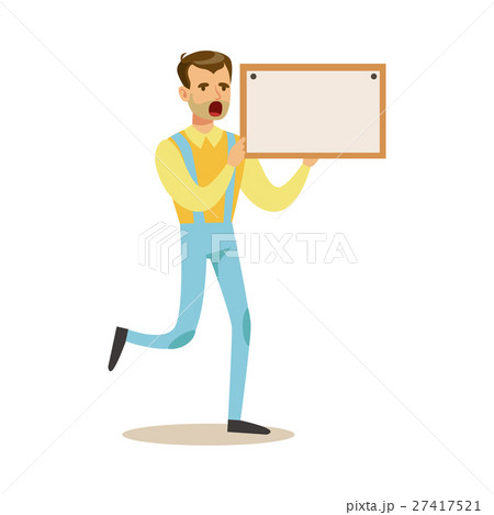 Laborer In Dungarees Marching In Protest With 27417521