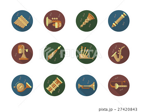 Round color vector icons set for music instruments Round color vector icons set for music instruments 27420843