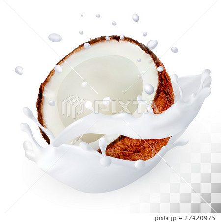 Coconut in a milk splash 27420975