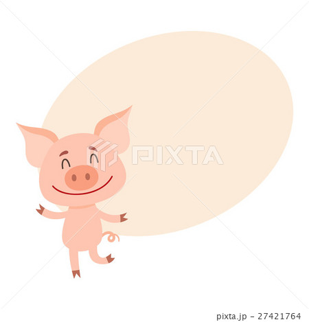Little pig dancing on two rear legs with eyes 27421764