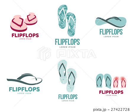 Stylized black and white rubber flip flops logo 27422728