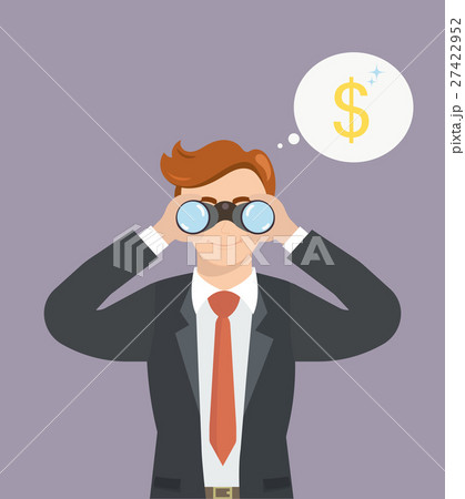 Businessman with binoculars looking for money 27422952