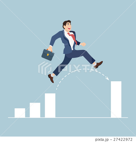 Businessman jump through the gap in growth chart 27422972