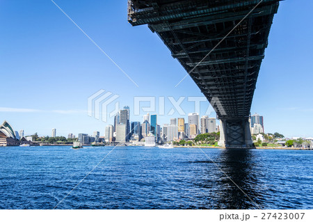Iconic Sydney Harbour bridge from underneath Iconic Sydney Harbour bridge from underneath 27423007