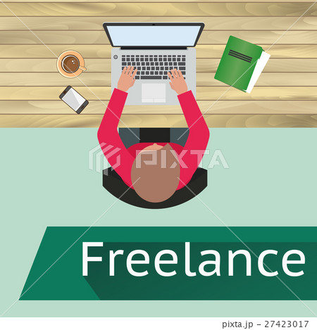 Top view of a freelancer work on laptop 27423017