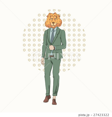 Cartoon Lion Hipster Wear Fashion Suit Retro Cartoon Lion Hipster Wear Fashion Suit Retro 27423322