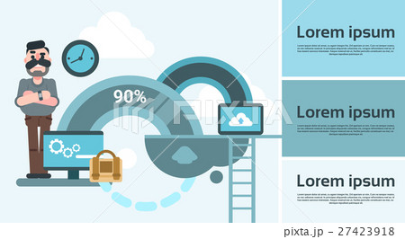 Business Man Using Computer Share Data Cloud Business Man Using Computer Share Data Cloud 27423918