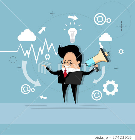 Business Man Hold Megaphone Loudspeaker Digital 27423919