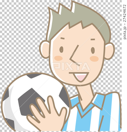サッカーボールを持つ若い男性（水色） 27424672