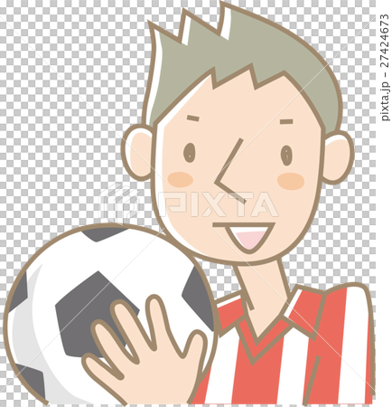 サッカーボールを持つ若い男性（赤） 27424673