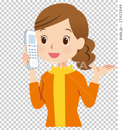 A lady housewife who makes a phone call - Stock Illustration [27425644 ...