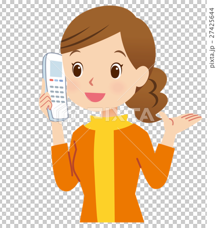 A lady housewife who makes a phone call A lady housewife who makes a phone call 27425644