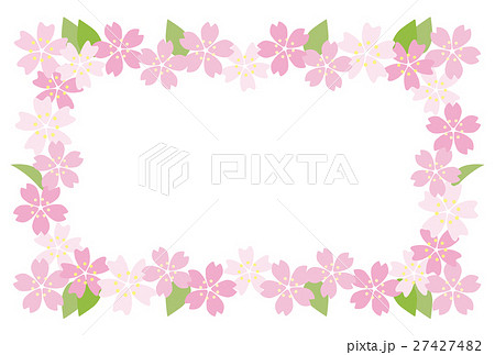 桜と葉模様 枠のイラスト素材 27427482 Pixta