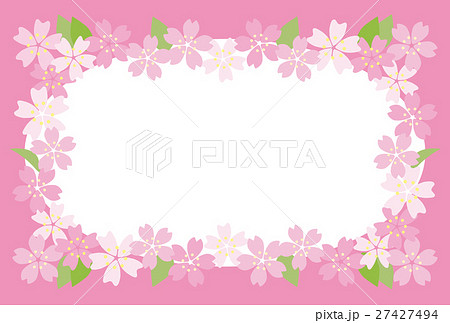 桜と葉模様 枠のイラスト素材