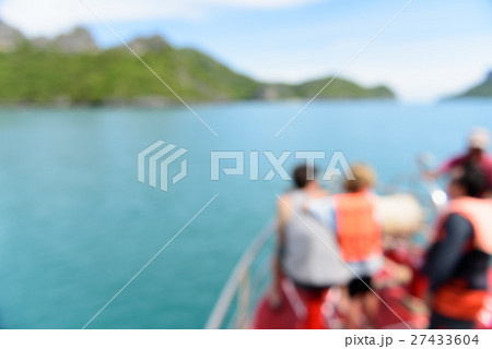 Blurred image of tourist kayaking in Thai ocean  27433604