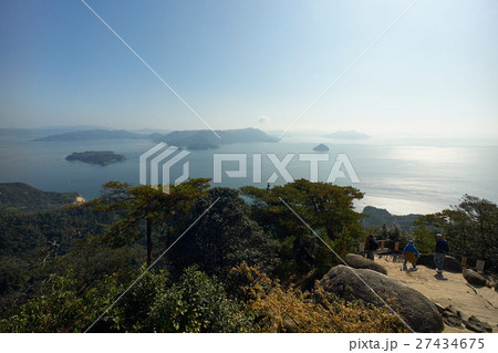 宮島・獅子岩展望台から江田島方面を超広角撮影、広島県 宮島・獅子岩展望台から江田島方面を超広角撮影、広島県 27434675