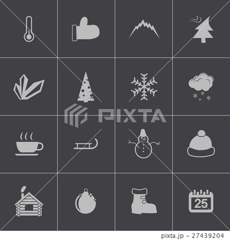 Vector black winter icons set Vector black winter icons set 27439204