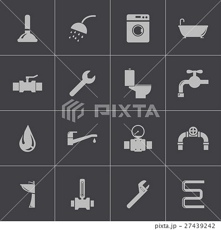 Vector black  plumbing  icons set 27439242
