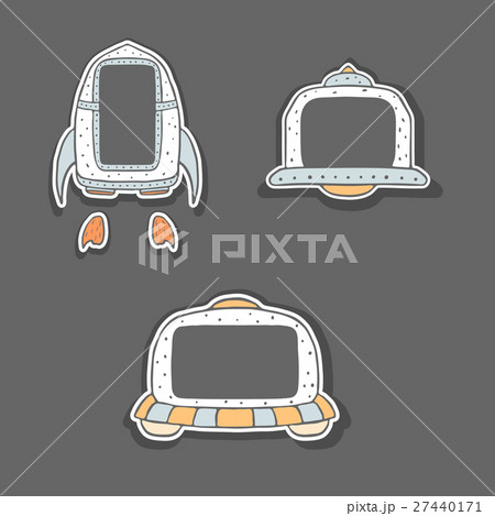 Hand drawn childish frames - spaceship and UFO Hand drawn childish frames - spaceship and UFO 27440171
