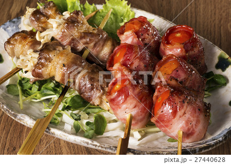 skewer on the wood table skewer on the wood table 27440628