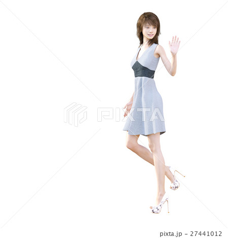お出かけスタイル 綺麗な脚の女性 Perming3dcgイラスト素材のイラスト素材