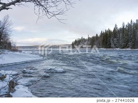 Tannoforsen waterfall in Sweden in winter Tannoforsen waterfall in Sweden in winter 27441026