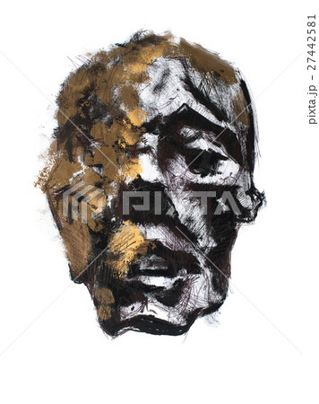 Old antique mummy head hand drawn portrait. 27442581