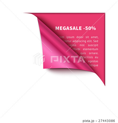 Corner white torn paper with pink background for 27443086