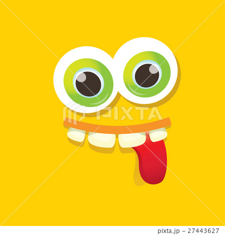 vector orange funny monster face. 27443627