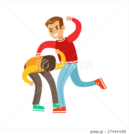 Two Boys Fist Fight Positions, Aggressive Bully In 27444199