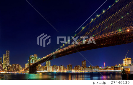 New york city Brooklyn bridge - downtown at night New york city Brooklyn bridge - downtown at night 27446139