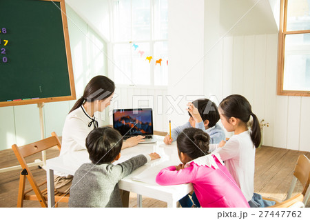 Young Students Learning With A Female Teacher 27447762