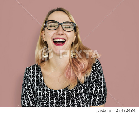 Woman Cheerful Studio Portrait Concept 27452434